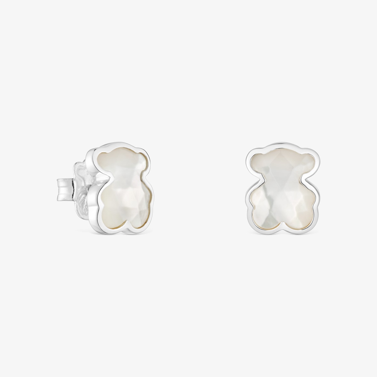 10 mm silver and mother-of-pearl bear Earrings Icon Color
