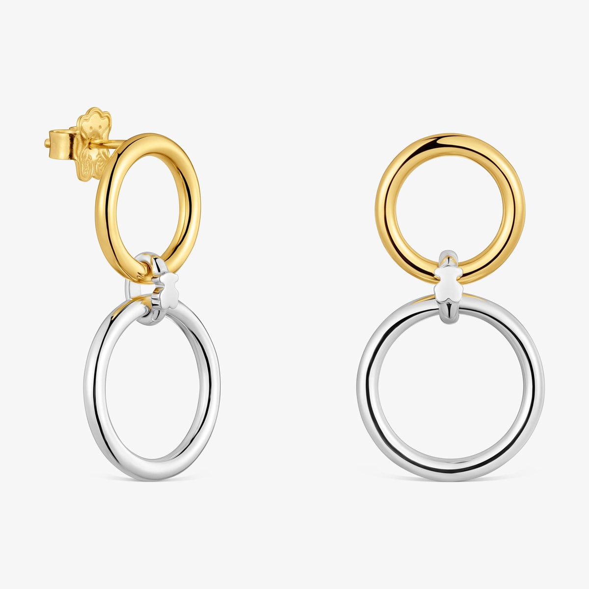 Two-tone Double circle earrings Straight