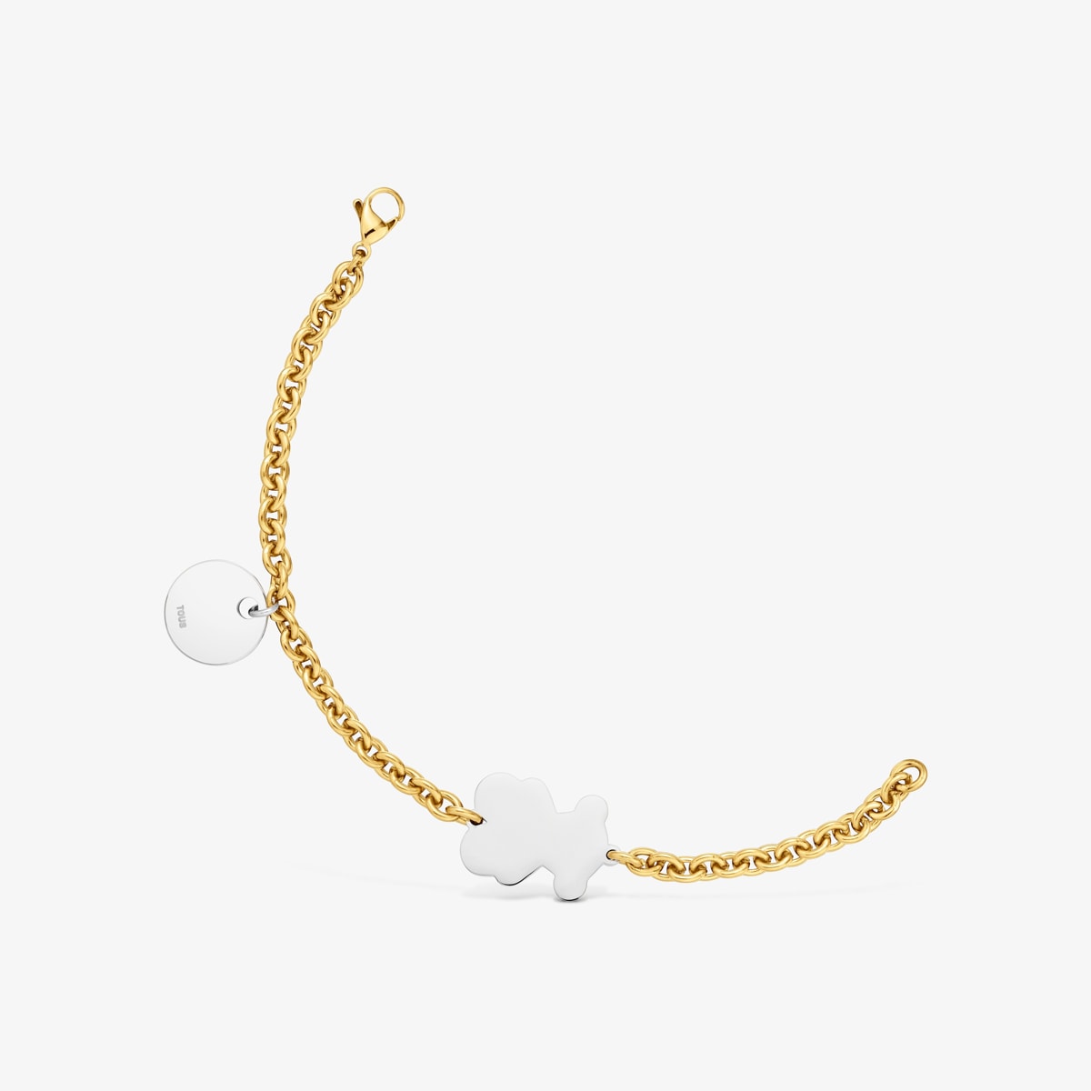 Two-tone steel Chain bracelet with bear charm Charming