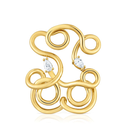 35 mm bear Pendant with  vermeil and laboratory-grown diamonds Lio LGD
