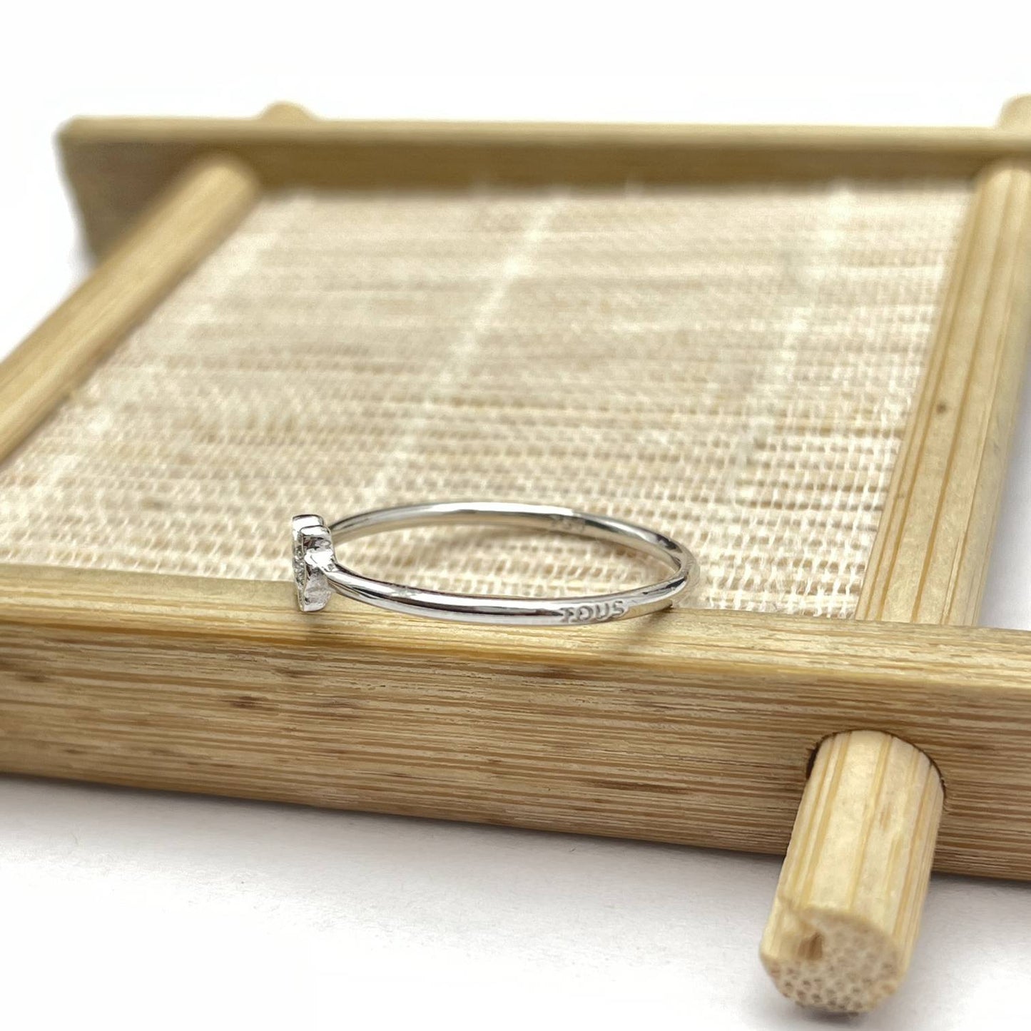 White  Puppies Ring with  Bear motif