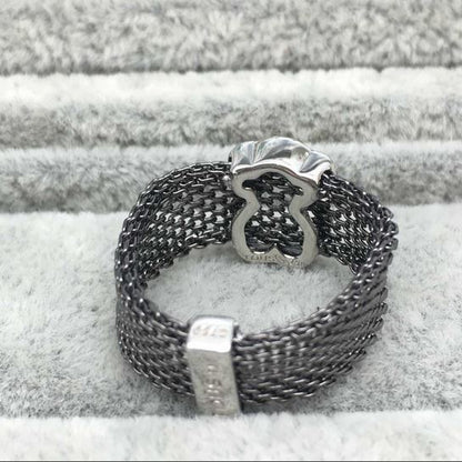 Black IP Steel and Rose Vermeil Silver  Icon Mesh Ring