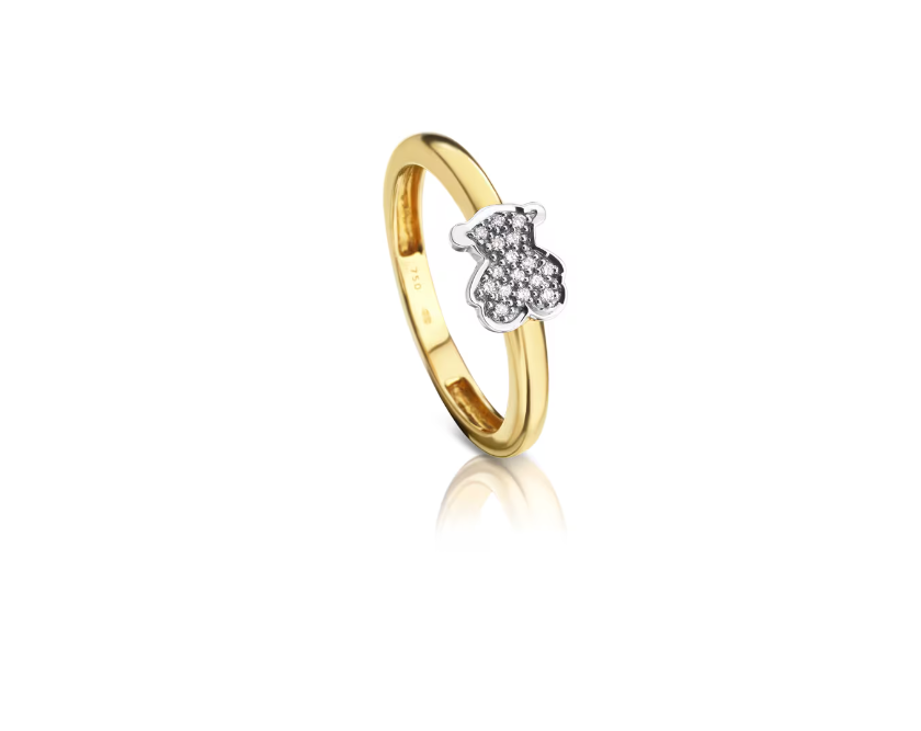 Yellow and White Gen Ring with  Bear motif