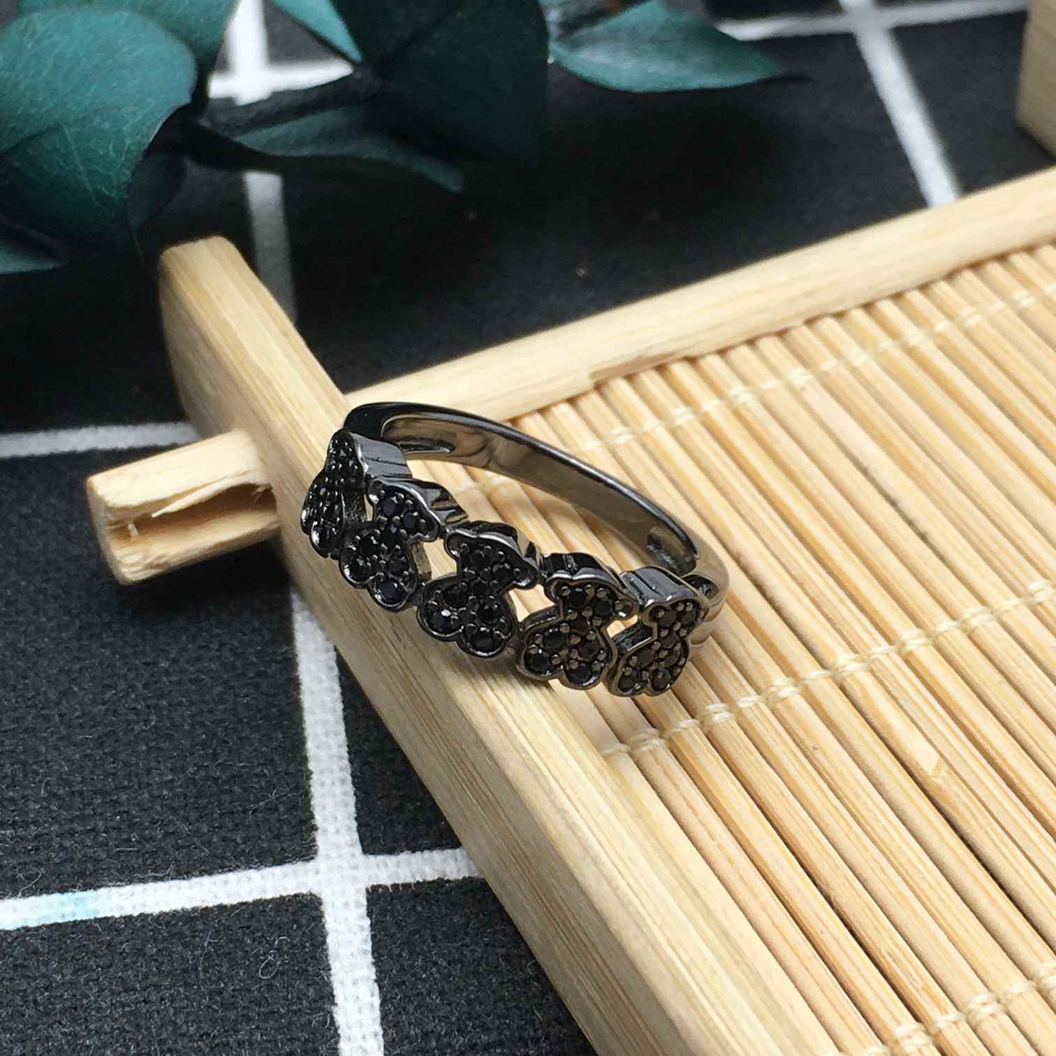 White  Bear Ring with black bears