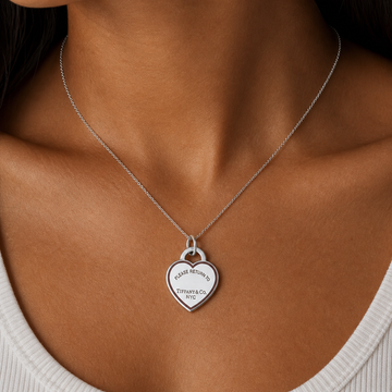 Tiffany & Co Return To Tiffany Large Sterling Silver & Red Enamel Heart Pendant Necklace