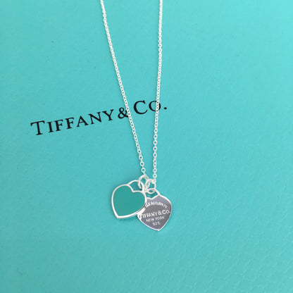 Set of Tiffany & Co. Return to Tiffany Small Blue Heart  Stud Earrings Silver Necklace earrings