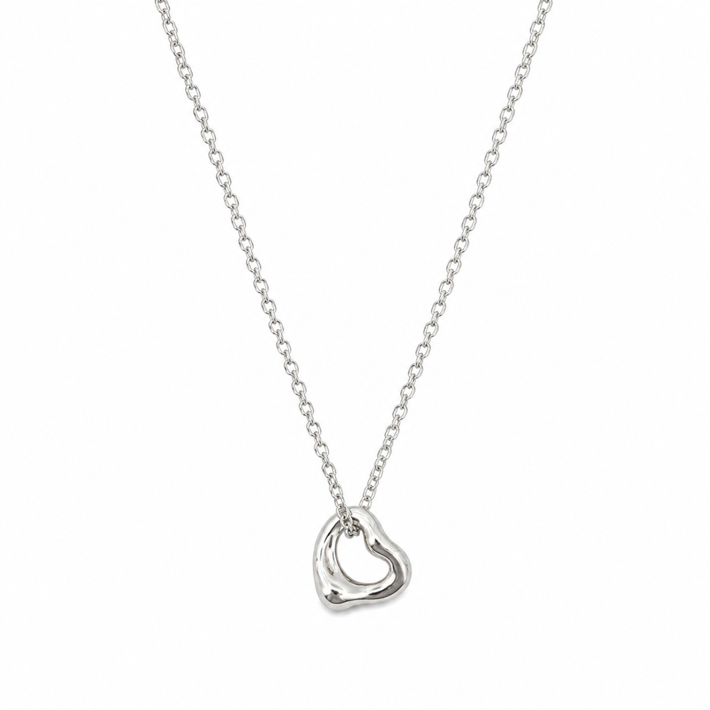 Tiffany & Co Elsa Peretti 7mm Sterling Silver Heart Pendant Necklace -