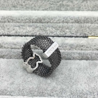Black IP Steel and Rose Vermeil Silver  Icon Mesh Ring