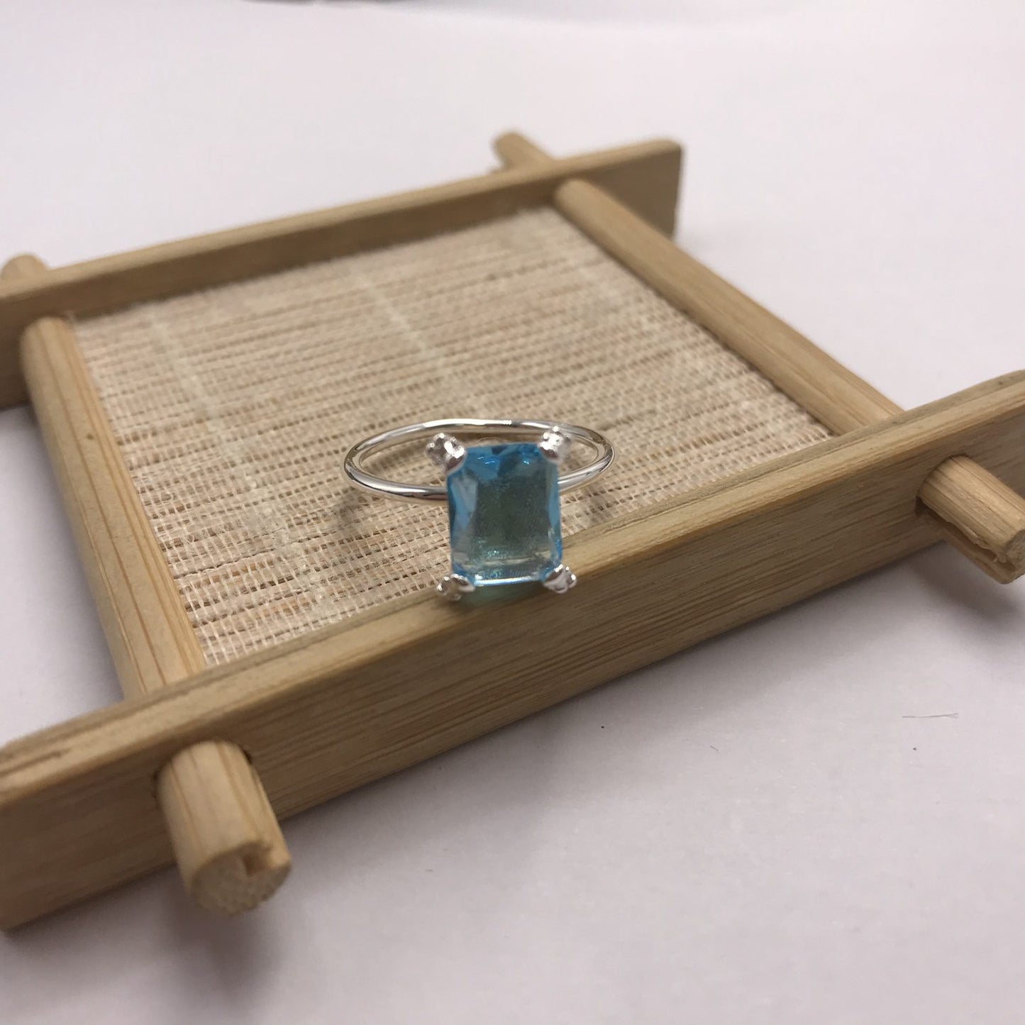 Silver Ring with topaz Blue Pills