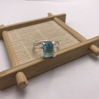 Silver Ring with topaz Blue Pills