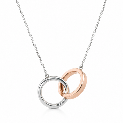 Tiffany & Co 1837 Interlocking Circles Rubedo & Sterling Silver Pendant Necklace