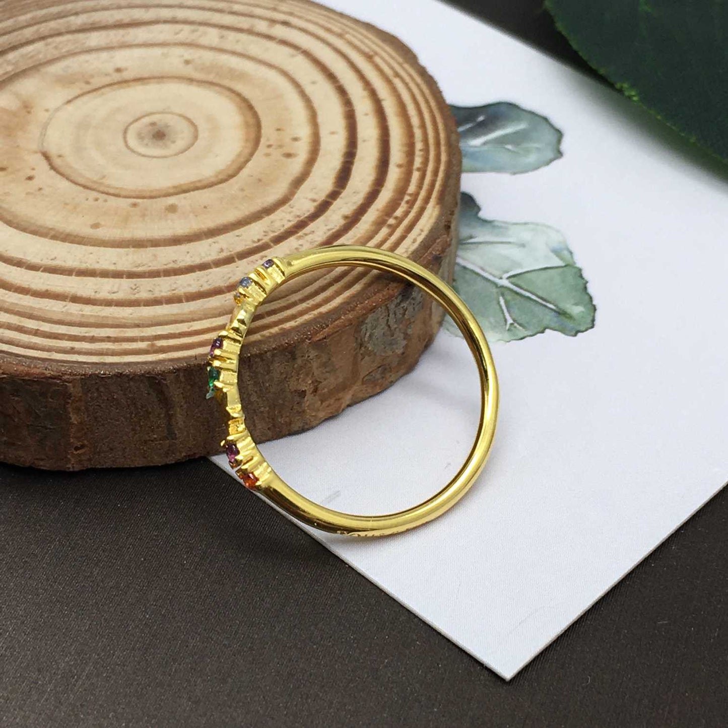 Virtual Garden Wedding band with gemstones