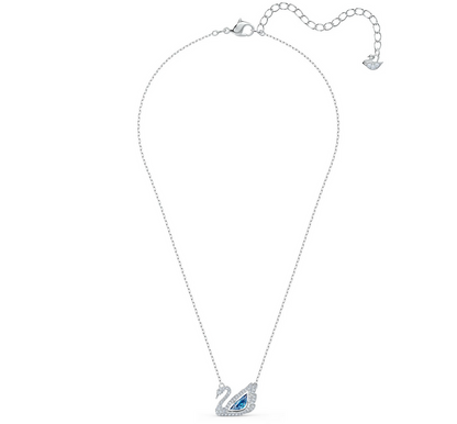 Swarovski Swan necklace Swan, Blue, Rhodium plated