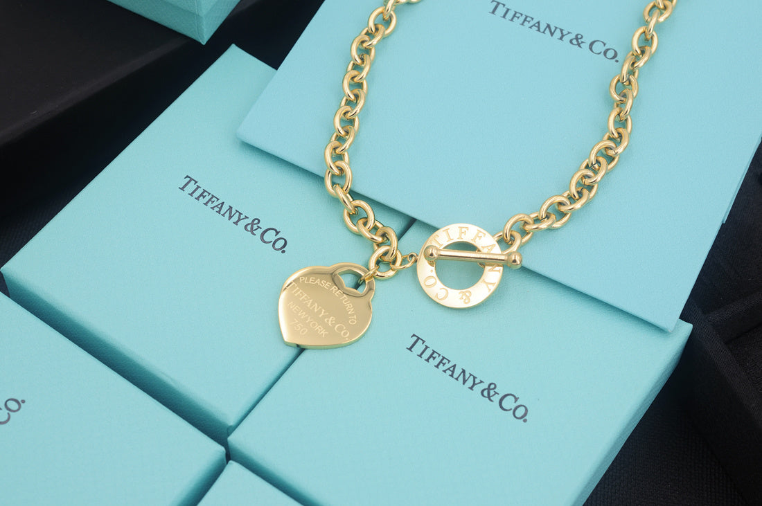 Return to Tiffany Heart Tag Charm Bracelet blue in Gold color