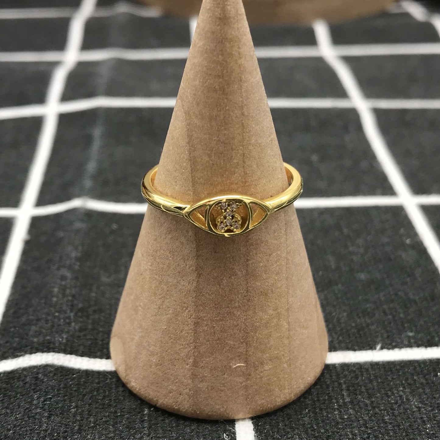 Good Vibes eye Ring with  Bear motif