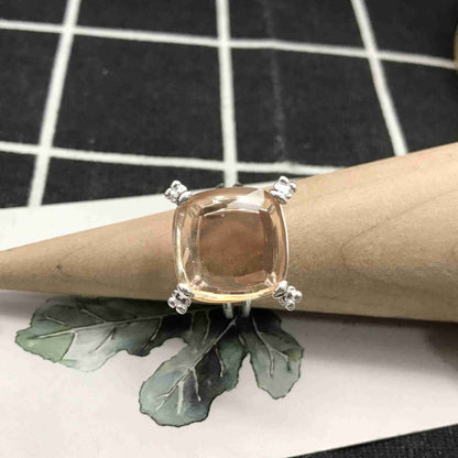 Silver Color Pills Ring with citrine