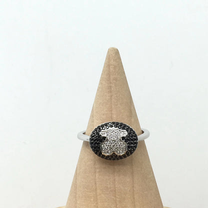 White Bear Ring with Diamond and Spinel