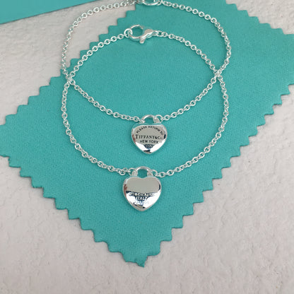 Set of Tiffany & Co. Return to Tiffany Small Heart  Stud Earrings Silver Necklace earring bracalet