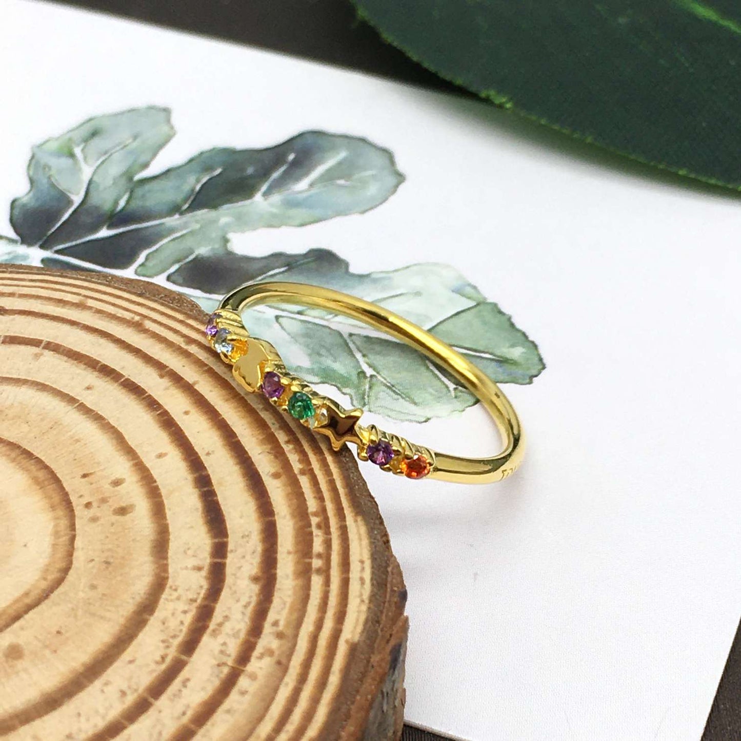 Virtual Garden Wedding band with gemstones