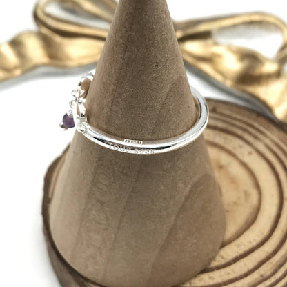 Silver Bold Motif Ring with amethyst