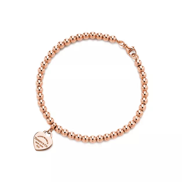 Return to Tiffany® Heart Tag Bead Bracelet in Rose Gold, 4 mm