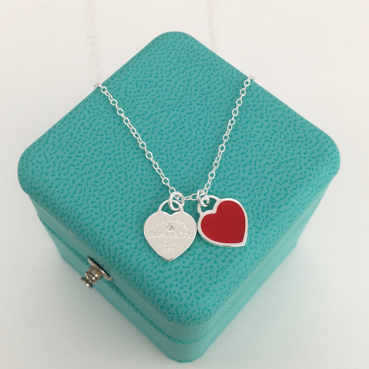 Set of Tiffany & Co Return to Tiffany Small Red Heart  Stud Earrings Silver  Necklace earrings Bracelet