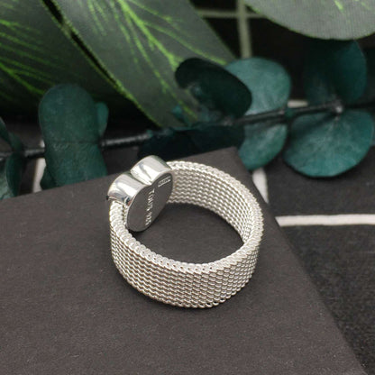Silver  Heart Mesh Ring 10 mm size