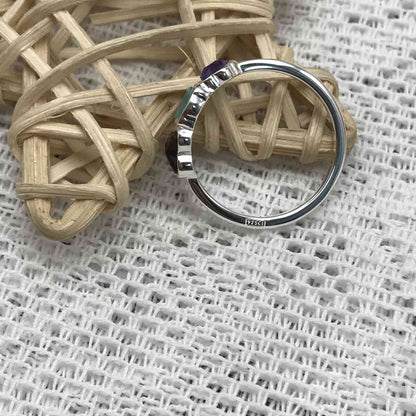Silver Bold Motif Ring with gemstones and motifs