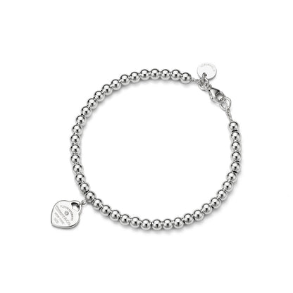 Return to Tiffany® Pink Mini Heart Bead Bracelet in Silver with a Diamond, 4 mm