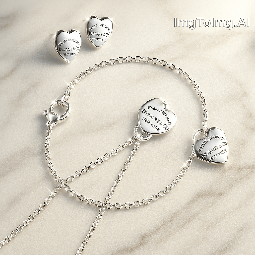 Set of Tiffany & Co. Return to Tiffany Small Heart  Stud Earrings Silver Necklace earring bracalet