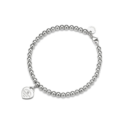 Return to Tiffany® Red Mini Heart Bead Bracelet in Silver with a Diamond, 4 mm