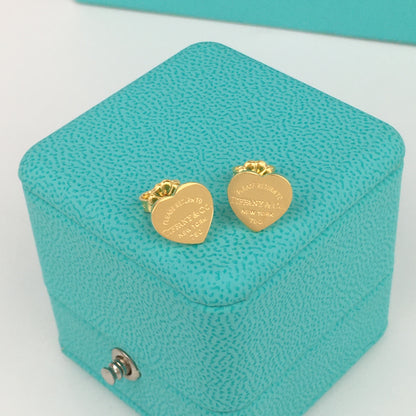 Set of Tiffany & Co. Return to Tiffany Small Blue Heart  Stud Earrings gold Necklace earrings