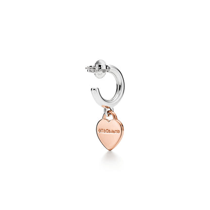 Return to Tiffany® Hoop Earrings in Sterling Silver and Rose Gold, Mini