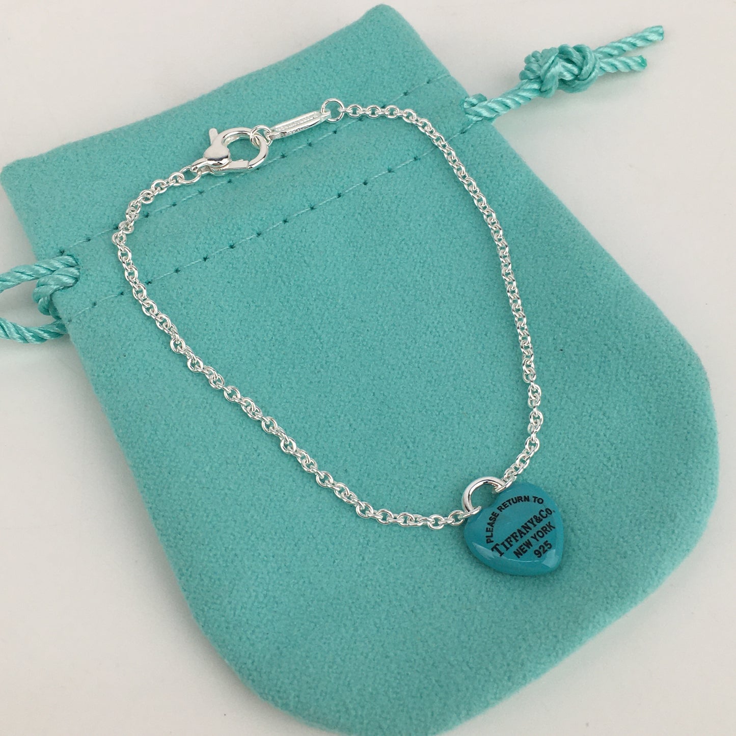 Set of Tiffany & Co Return to Tiffany Small Green Heart  Stud Earrings Silver Necklace  Bracelets