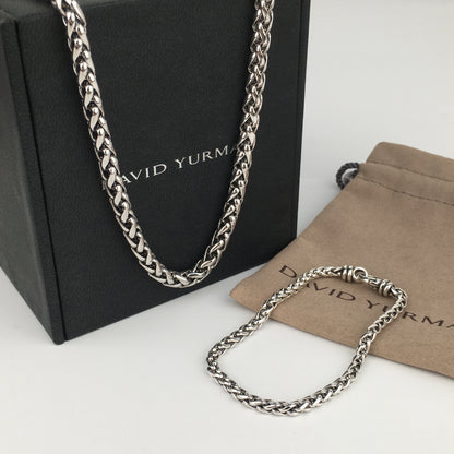 SET OF David Yurman 6mm Wheat Chain Necklace bracelet 16 1/2" - Sterling 925