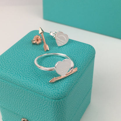 Set of Tiffany & Co Return to Tiffany Small silver Heart  Stud Earrings Silver Necklace  Bracelets