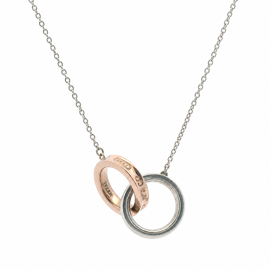Tiffany & Co 1837 Interlocking Circles Rubedo & Sterling Silver Pendant Necklace