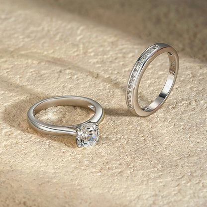 Newshe 925 Silver Engagement Ring Wedding Band White Yellow Gold Jewelry Luxury Solitaire Round Cubic Zircon Diamond Rings