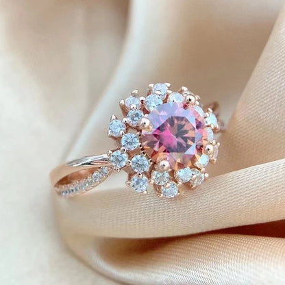Red Moissanite Ring 1 Carat 6.5MM with Certificate 100% - S925 Silver Girl Jewelry Anniversary Gift