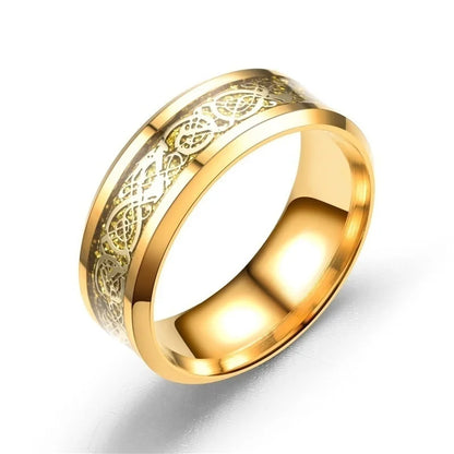 Fashion Couple Rings Luxury Gold Color Women Rhinestones Zircon Rings Set Men Stainless Steel Celtic Dragon Ring Wedding Jewelry