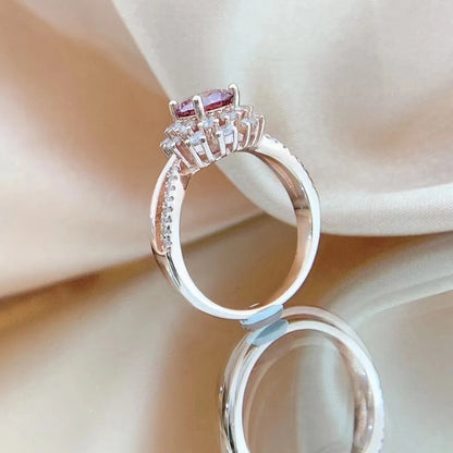 Red Moissanite Ring 1 Carat 6.5MM with Certificate 100% - S925 Silver Girl Jewelry Anniversary Gift