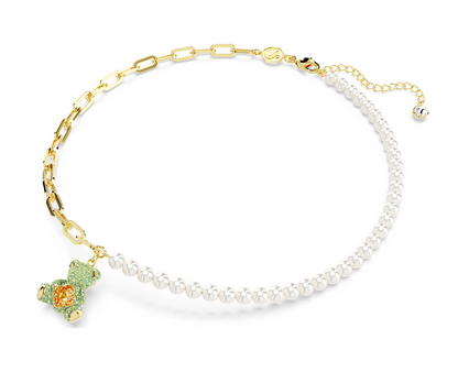 SWAROVSKI Teddy pendant Crystal pearl, Bear, Multicolored, Gold-tone plated