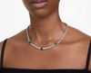 Matrix Tennis necklace Mixed cuts, Green, Rhodium plated