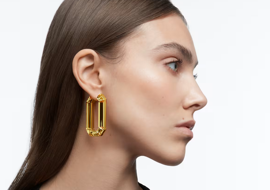 Lucent hoop earrings Statement Octagon shape