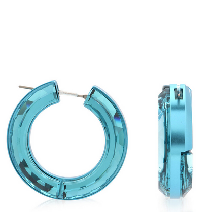 Lucent Hoop Statement Earrings Blue and Yellow