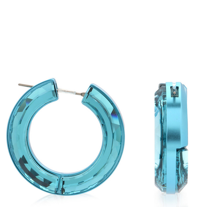 Lucent Hoop Statement Earrings Blue and Yellow