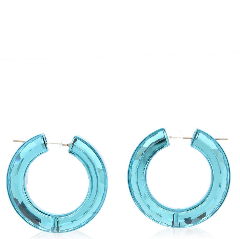 Lucent Hoop Statement Earrings Blue and Yellow