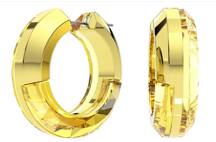Lucent Hoop Statement Earrings Blue and Yellow