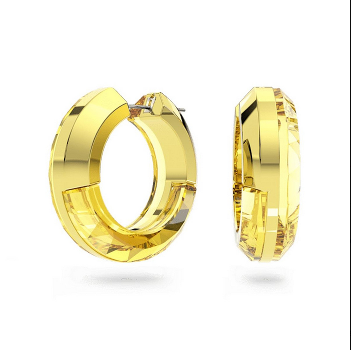 Lucent Hoop Statement Earrings Blue and Yellow