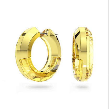 Lucent Hoop Statement Earrings Blue and Yellow